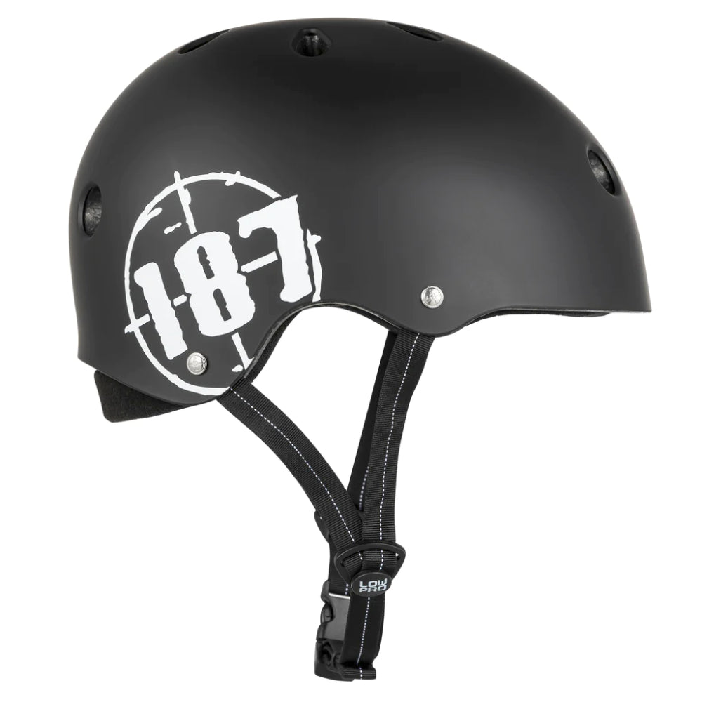 187 Low Pro Certified Helmet Matte Black Our all-new, CPSC &amp; ASTM Certified Helmet - the 187 LOW PRO. Find your perfect fit with mix &amp; match liners (included) and experience the comfort and safety of 187's best helmet yet! Right Side