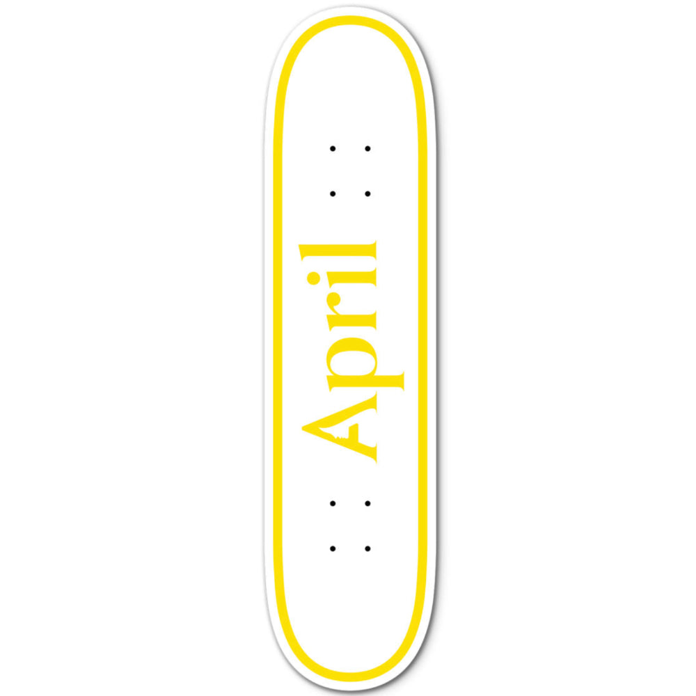 April Twin OG Logo Yellow White Skateboard Deck
