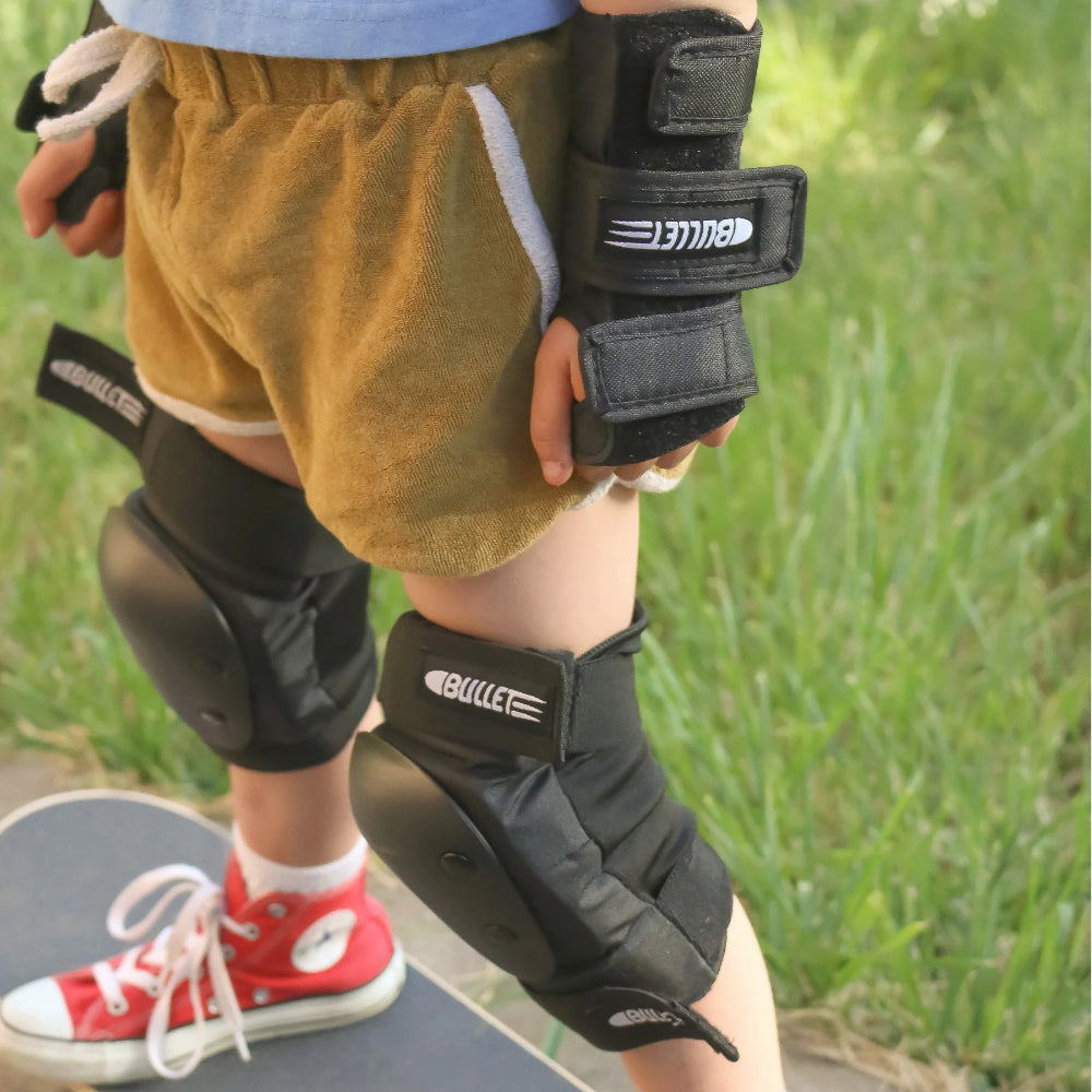 Bullets Junior Skateboard Pad Set On model