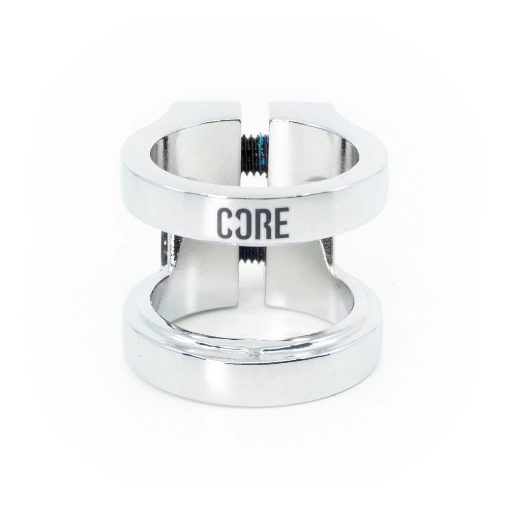 Core Venom Double Scooter Clamp Chrome Front Logo View