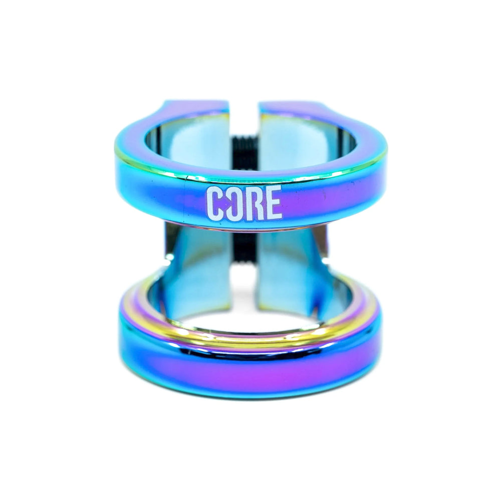 Core Venom Double Scooter Clamp Neo Chrome Front Logo View