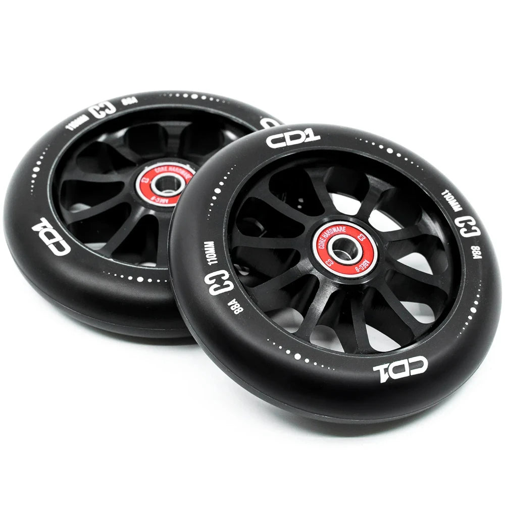 Core CD1 Spoked 110mm Scooter Wheels Black Pair