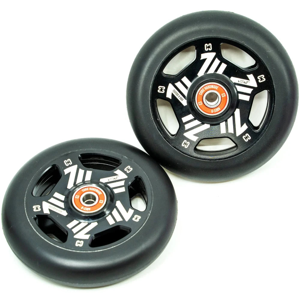 Core Vent Hollow 110mm Scooter Wheels Black Pair Top