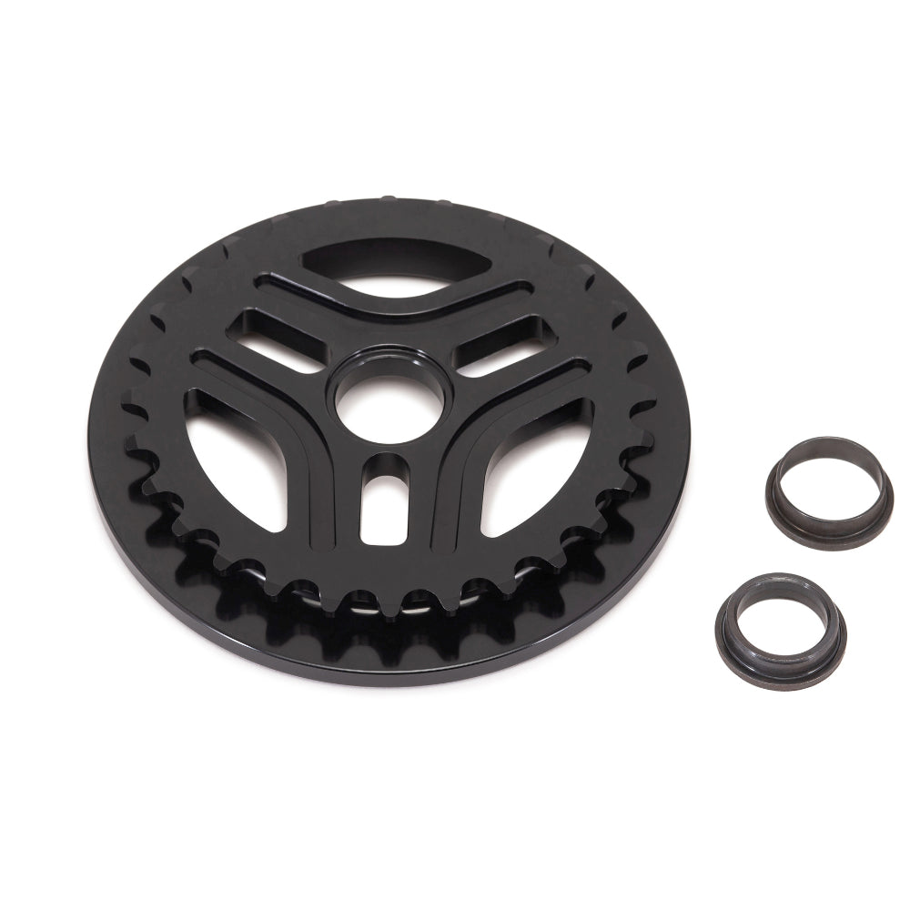 Eclat Vent Guard 25T Black BMX Sprocket Chainring View with spacers