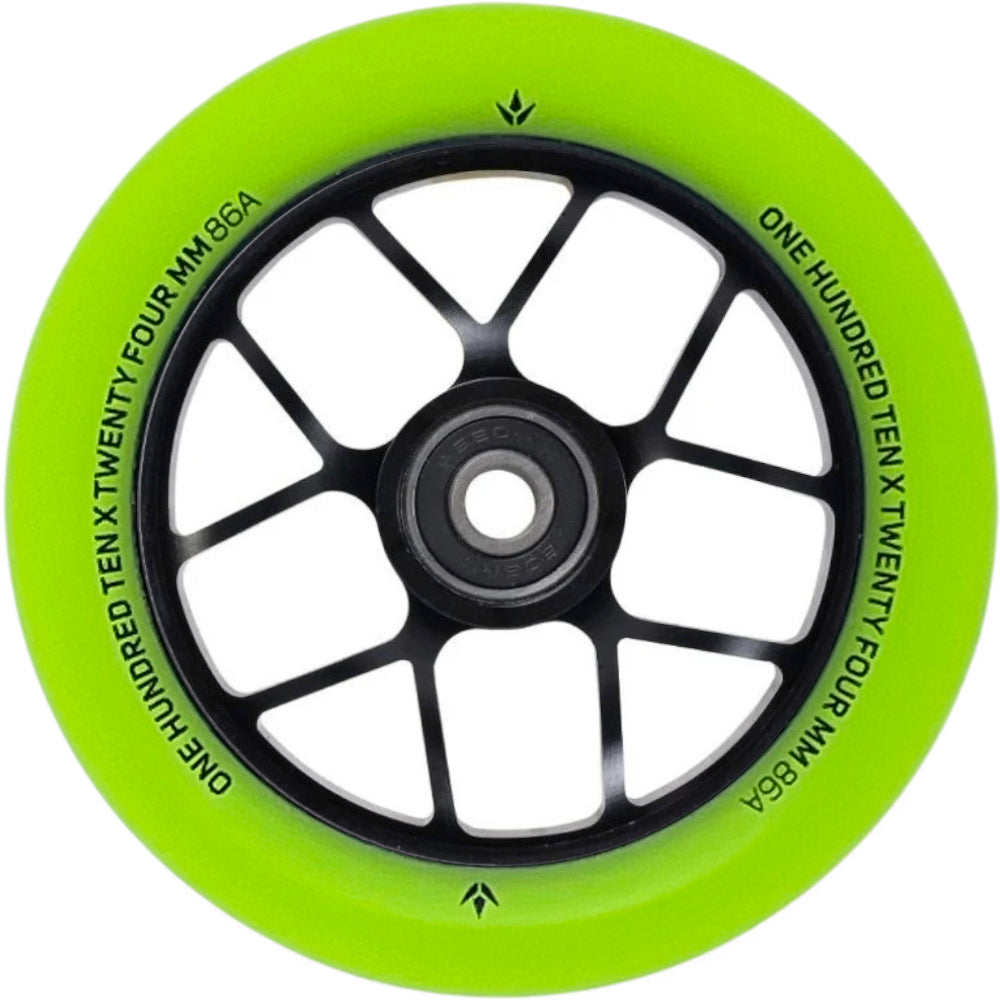 Envy Jet 110x24mm Scooter Wheels Black Green PU Top View