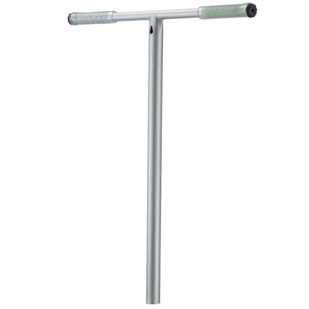 Envy Thermal V2 Butted T Bars Freestyle Scooter Bars Silver Angle With TPR Grips