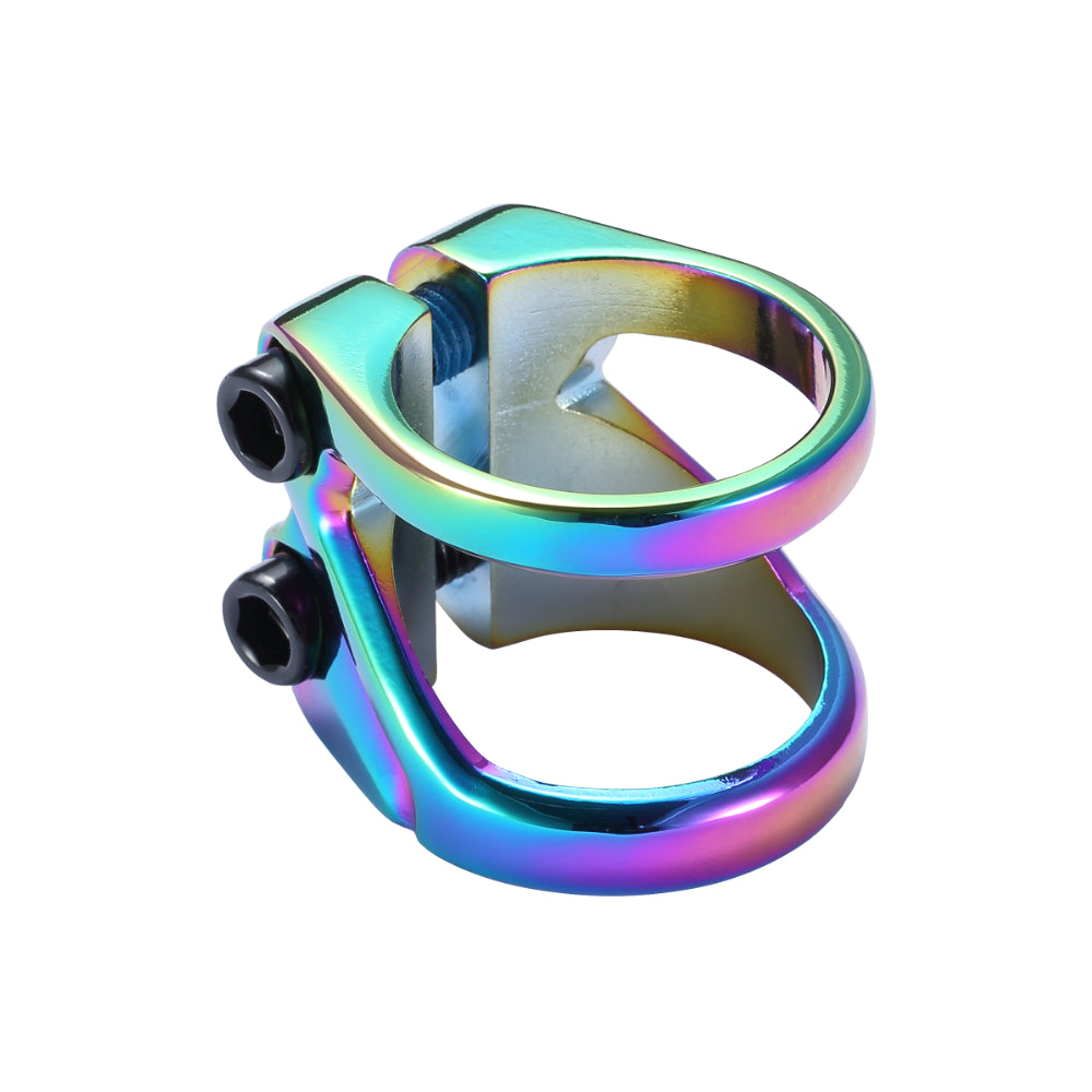 Envy Z Clamp 2 Bolt Super Light Scooter Clamp Oil Slick Neo Chrome Angle