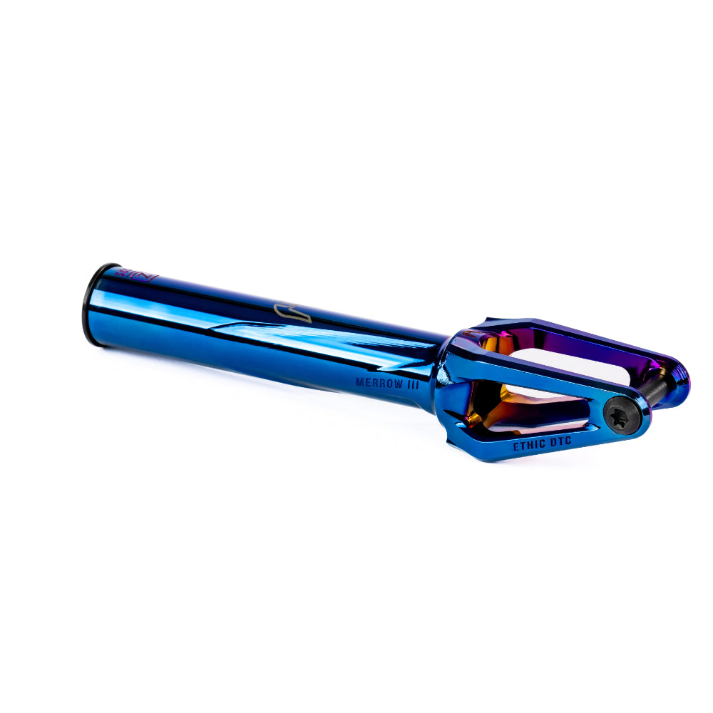 Ethic DTC Merrow V3 SCS Freestyle Scooter Fork Chrome Blue Angle View