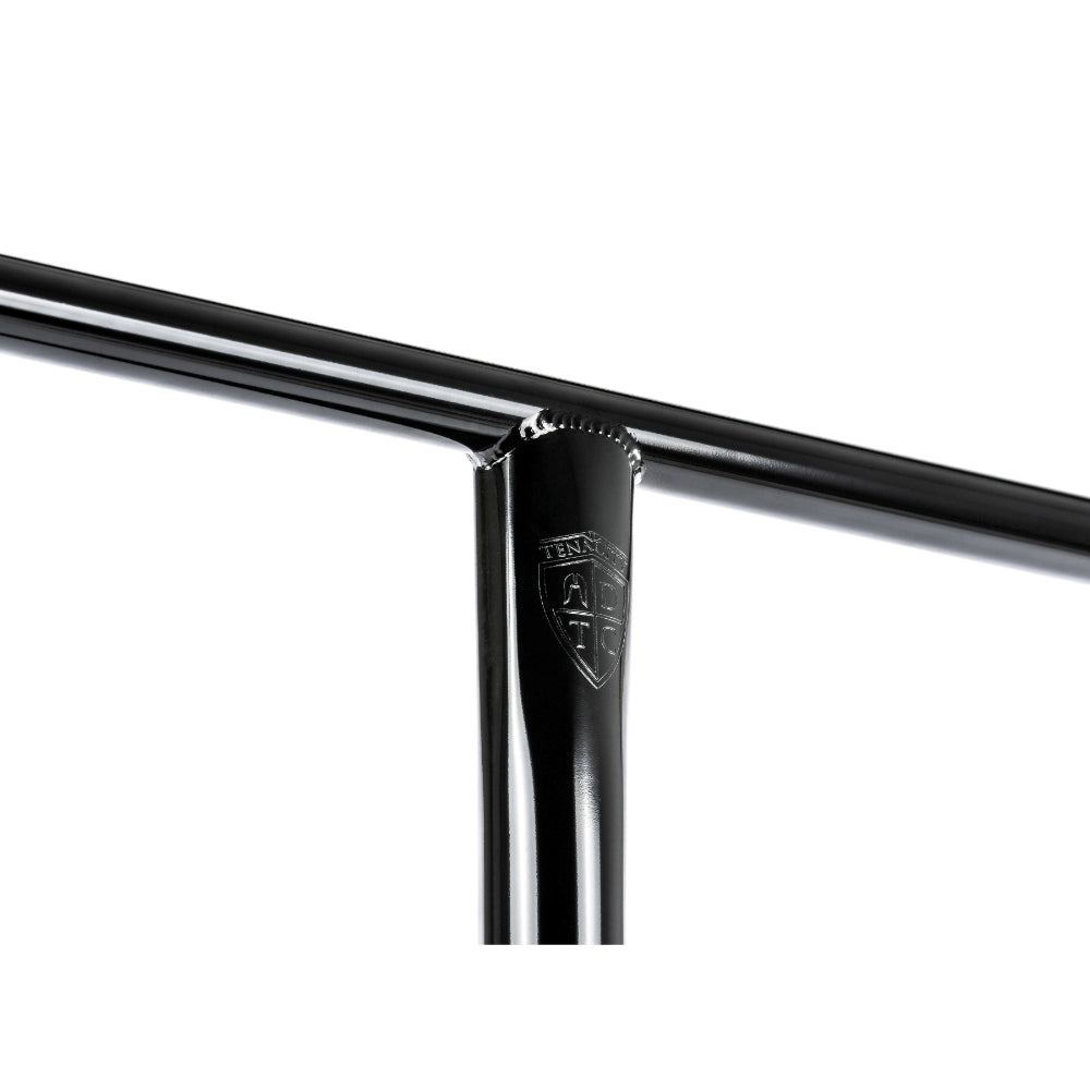 Ethic DTC Tenacity V2 Butted Black Mirror Light Freestyle Scooter T Bars Angle Logo