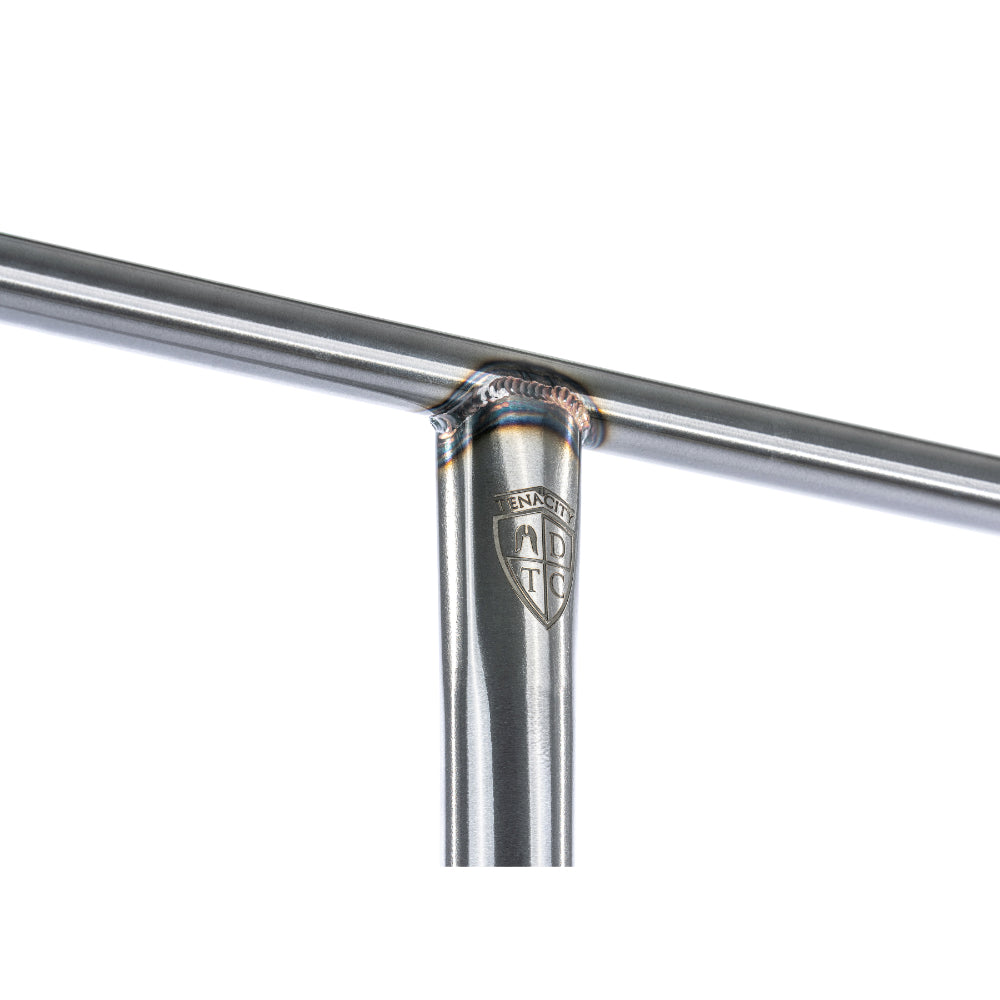 Ethic DTC Tenacity V2 Multi Butted Raw Light Freestyle Scooter T Bars Angle Logo