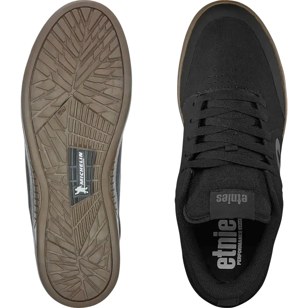 Etnies Marana Michelin Black / Gum / Dark Grey Shoes. Top And Bottom View With Michelin Outsole