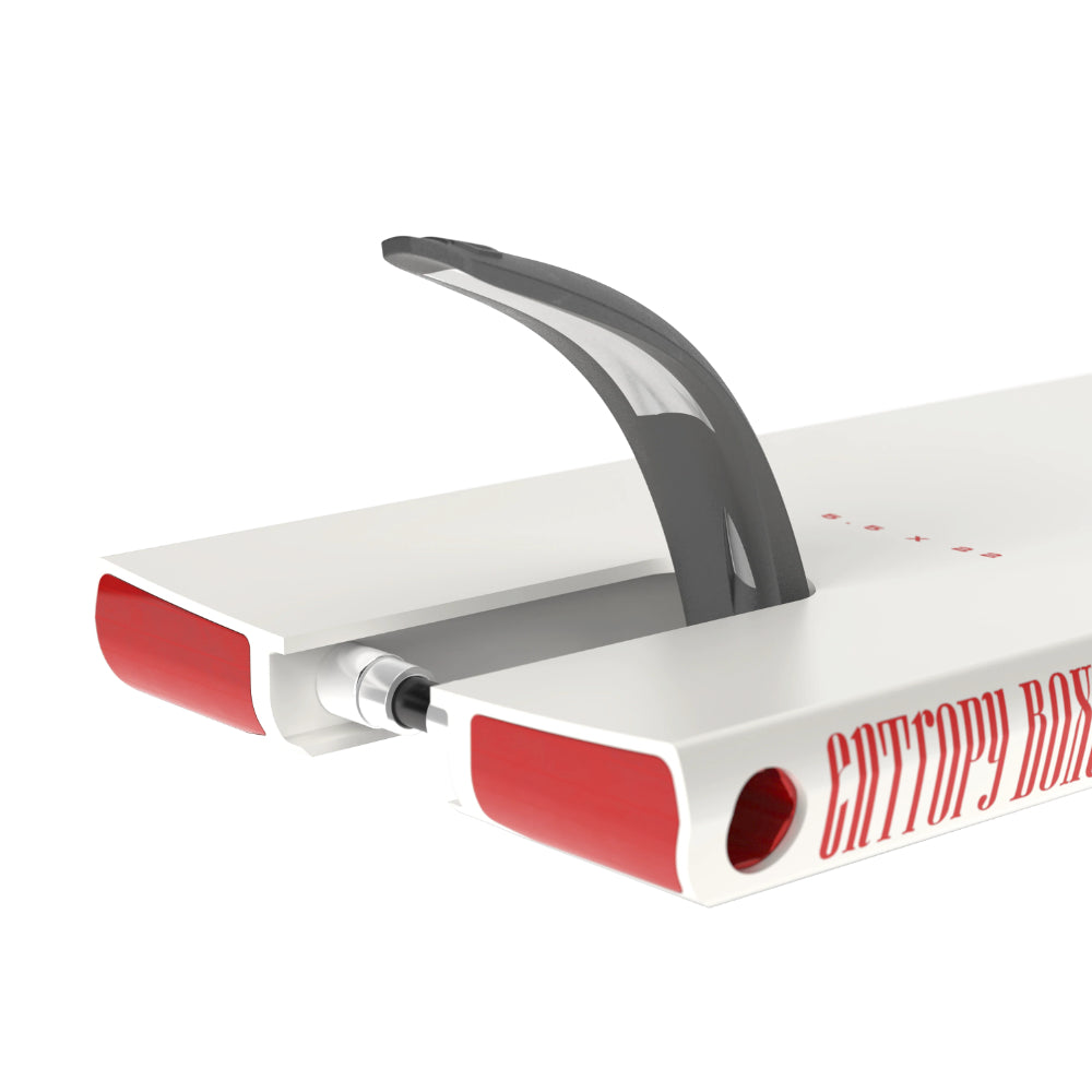 Fuzion Entropy 2.0 Boxed Polished White Hybrid Scooter Deck Deck Ends Machined For 1 Tool Tightening