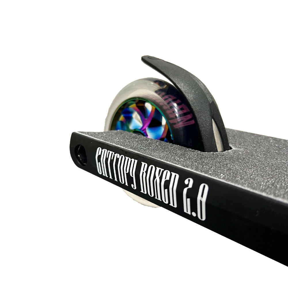Fuzion Entropy 2.0 Hybrid Black Custom Scooter Flight Wheels Neo-Chrome with Clear PU