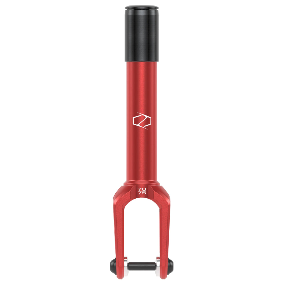 Fuzion Paradox Scooter Fork In Red. Strong, light, & compatible. Fuzion has re-enter the fork game with an absolute monster that should set a new standard in the industry.