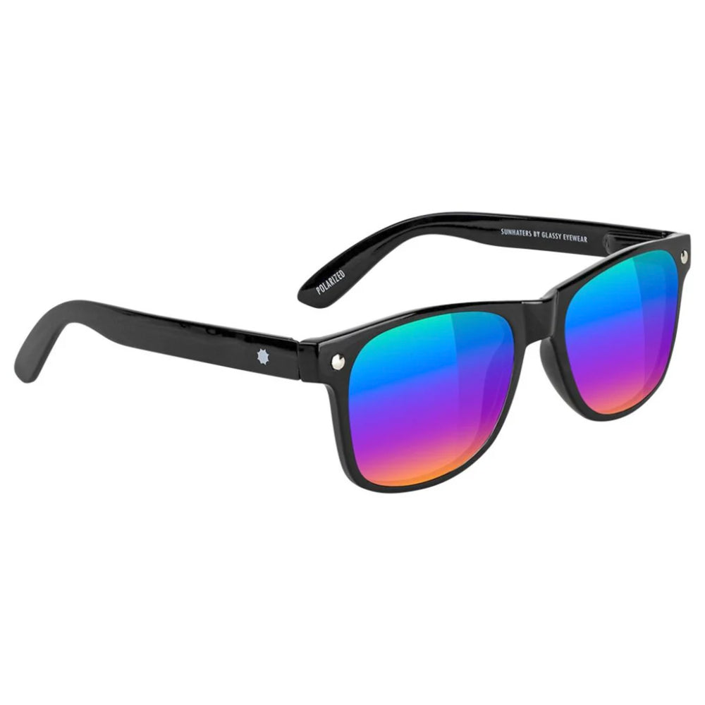 Glassy Leonard Polarized Black / Color Mirror Sunglasses Angle View