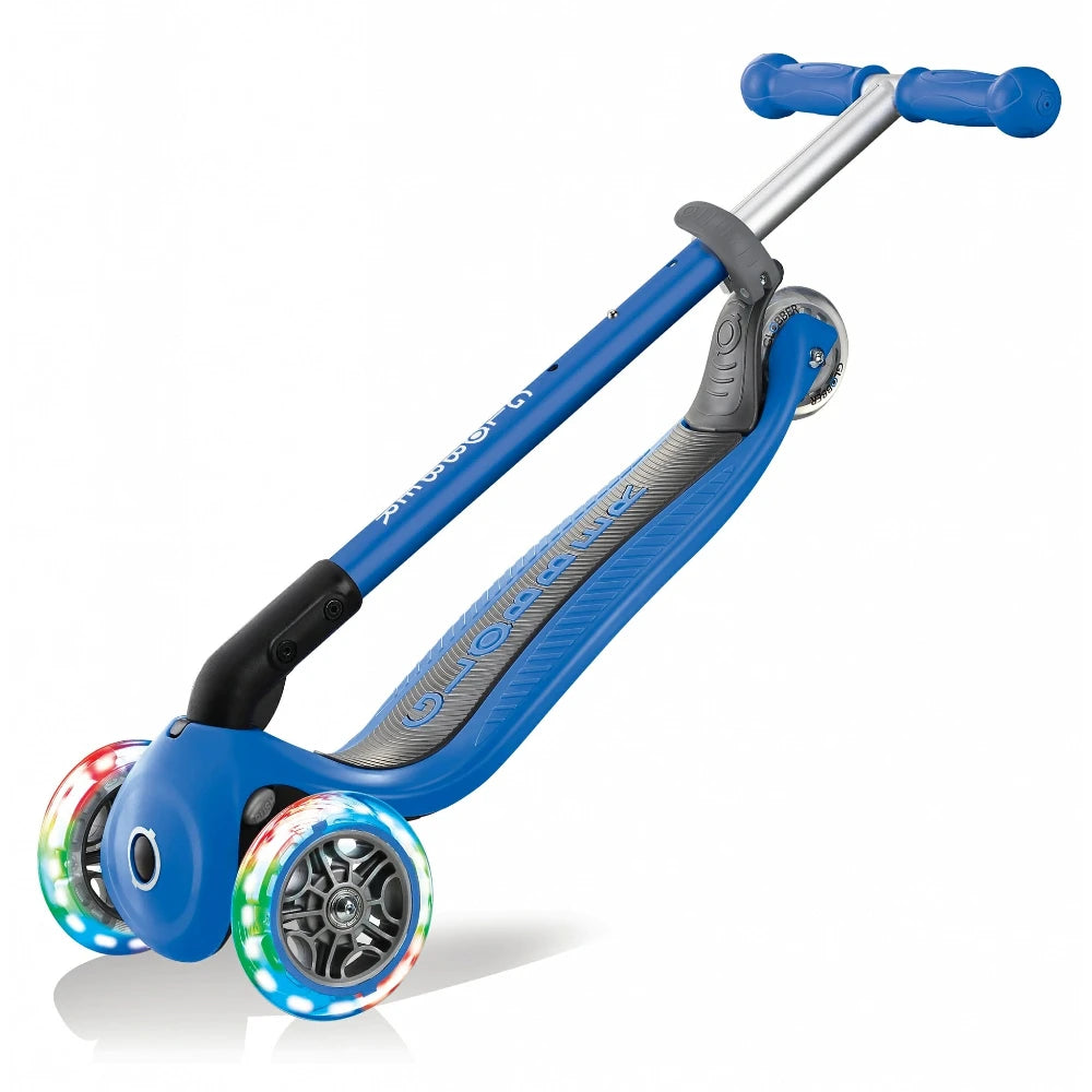 Globber Primo Foldable With Lights Scooter Complete Blue Folded