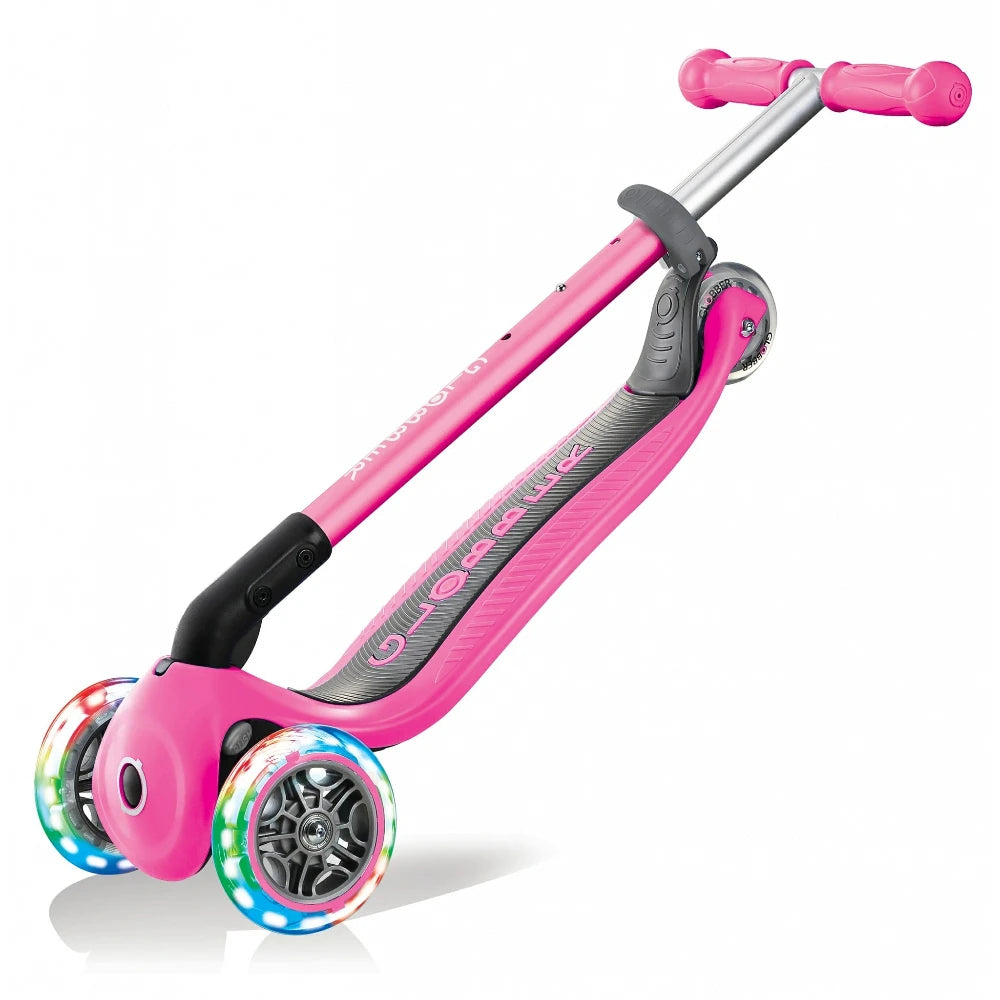 Globber Primo Foldable With Lights Scooter Complete Deep Pink Folded