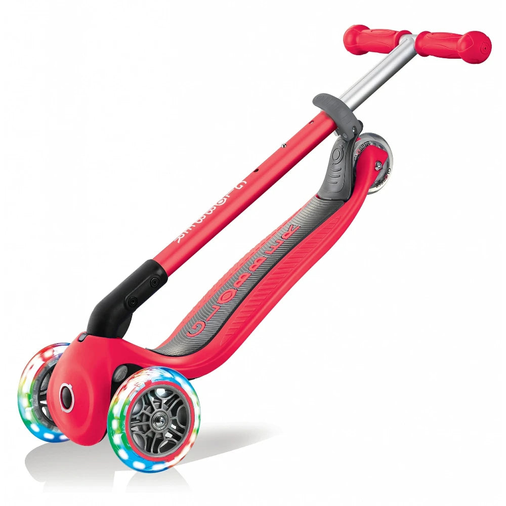 Globber Primo Foldable With Lights Scooter Complete Red Folded