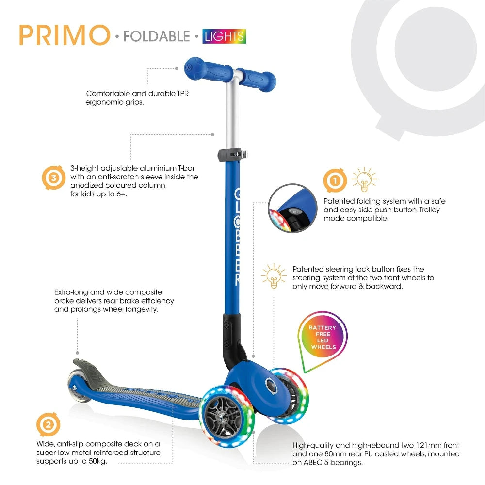 Globber Primo Foldable With Lights Scooter Complete Specs