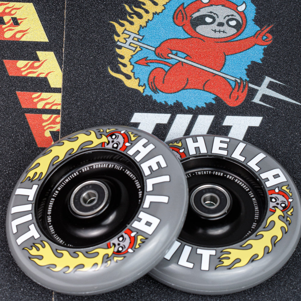 Hella X Tilt Selects Rage 110mm Scooter Wheels With Griptapes