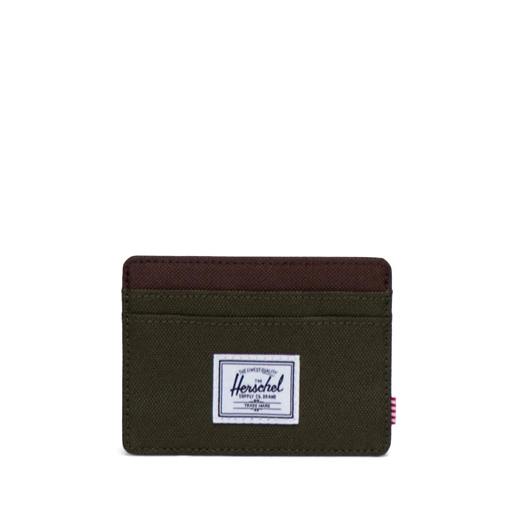 Herschel Charlie Cardholder Ivy Green / Chicory Coffee Front
