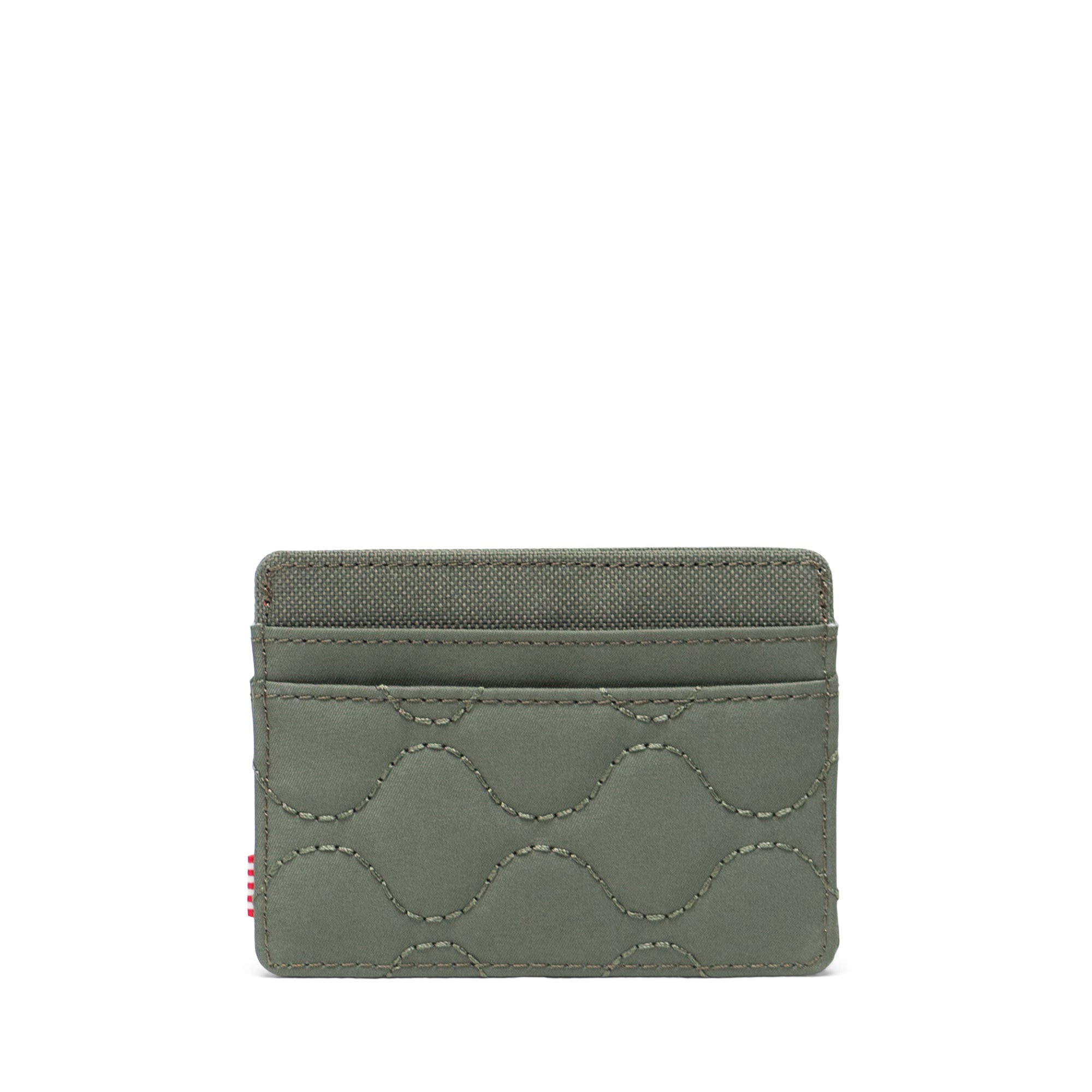 Herschel Charlie Quilted Capsule Cardholder Beetle Green Back View