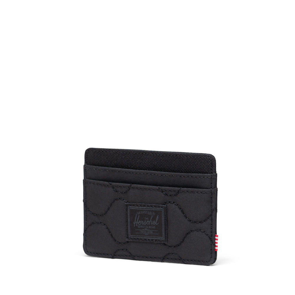 Herschel Charlie Quilted Capsule Cardholder Black Angle View