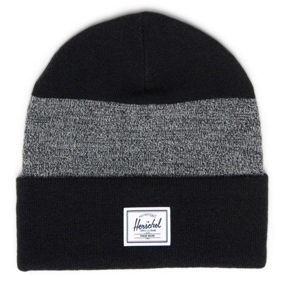 Herschel Elmer Pattern Beanie Black / Heather Black Front View