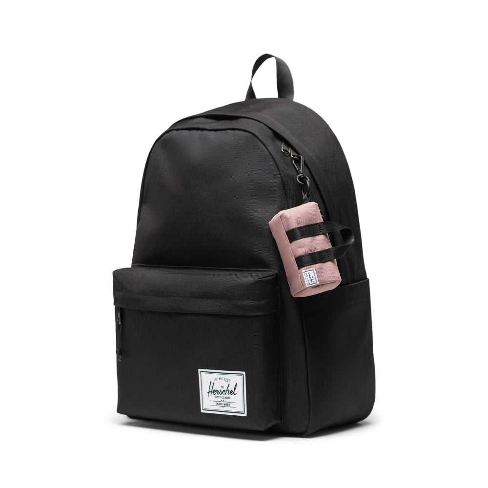 Herschel Novel Duffle Bag Charm Ash Rose On A Black Bag