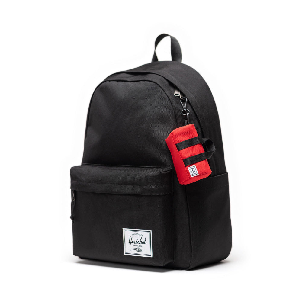Herschel Novel Duffle Bag Charm Bright Red On A Black Bag