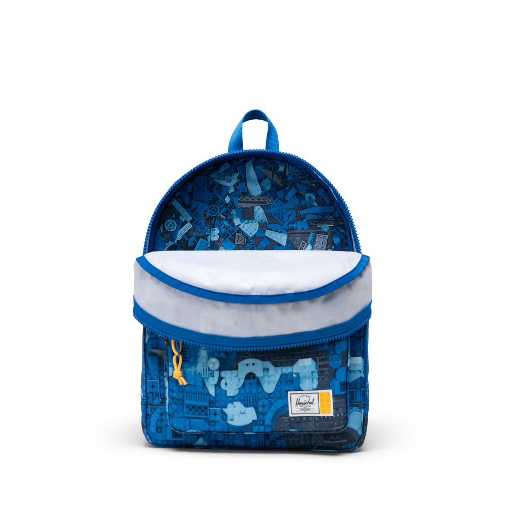 Herschel X LEGO Heritage Kids Backpack Abstract Bricks Blue Opened View