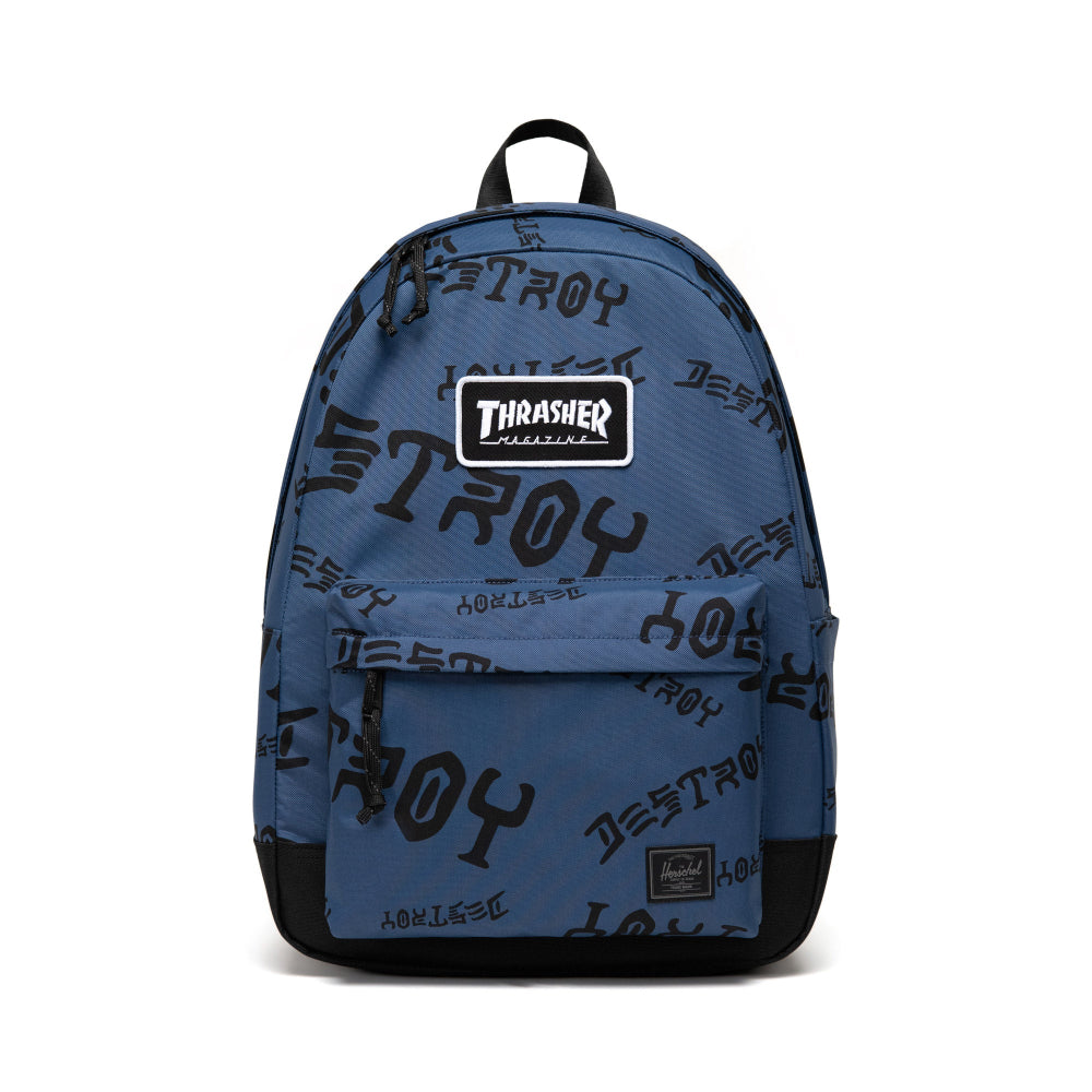 Herschel X Thrasher Classic XL Backpack Nylon Oceana / Dark Navy Destroy Front