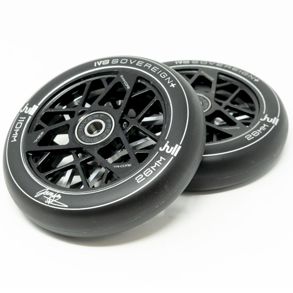IVS Sovereign+ 110x26mm Scooter Wheels Black / Raw Pair