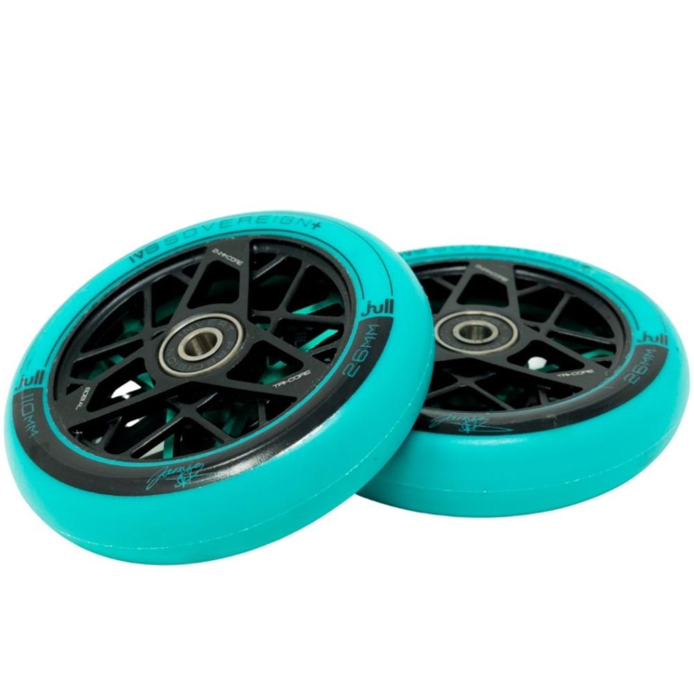 IVS Sovereign+ 110x26mm Scooter Wheels Black Teal Angle