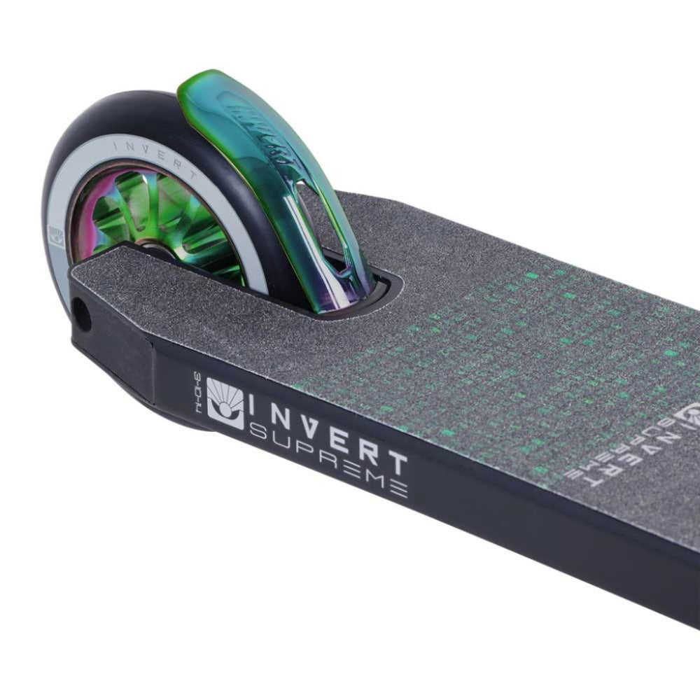 Invert Supreme 3-10-14 Scooter Complete Black Neo Green Brake Close Up