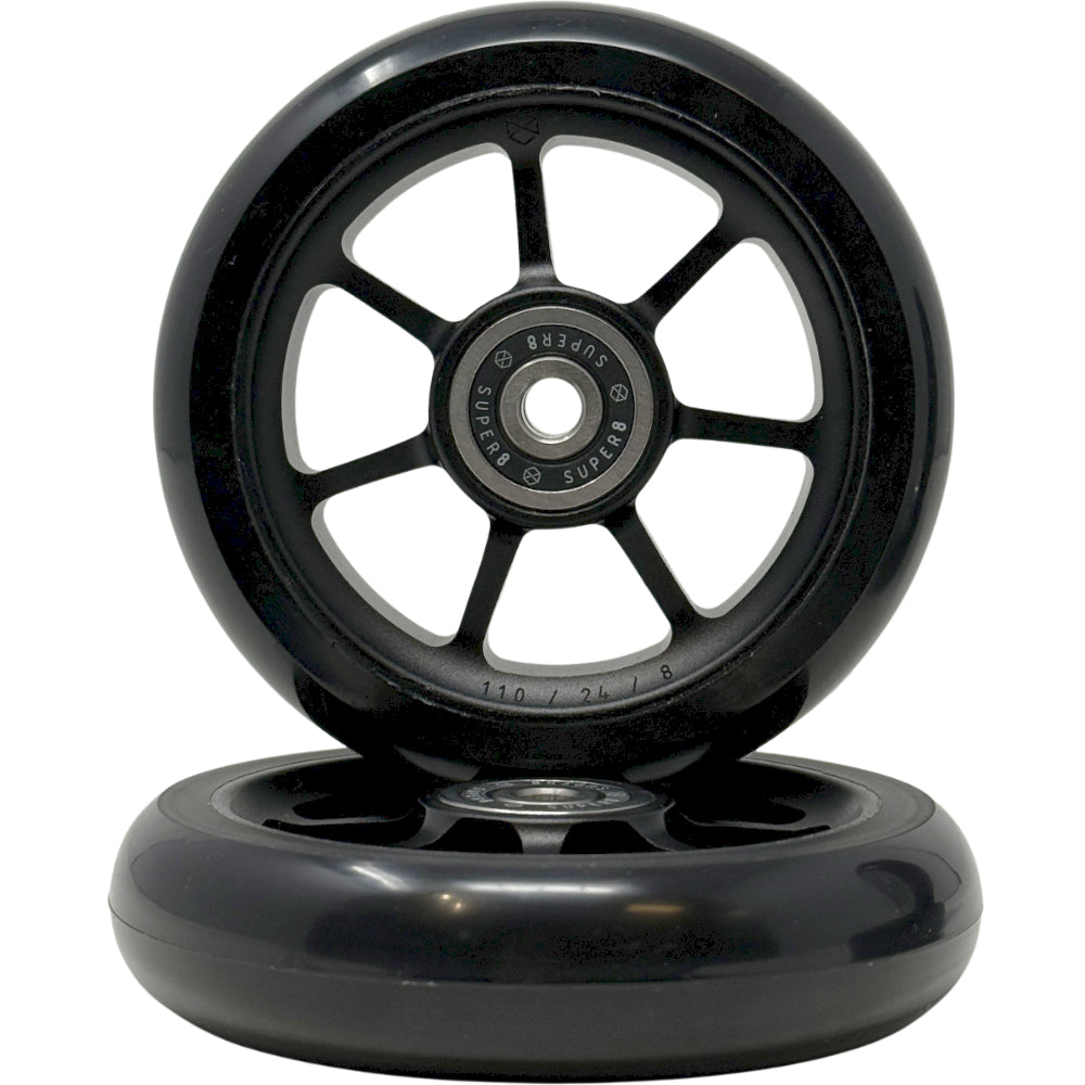 Native Profile 2 110mm Scooter Wheels With Super8 Bearings Black Stacked Front