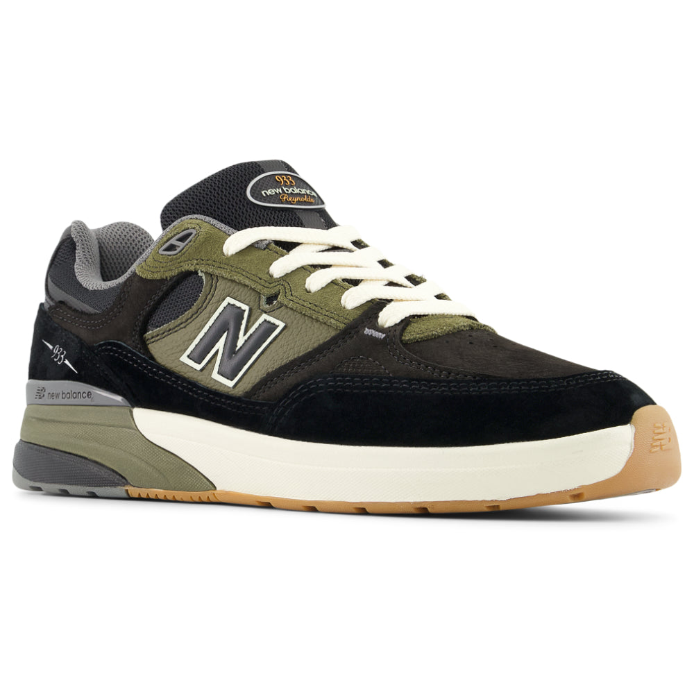 New Balance Numeric 933 Andrew Reynolds Black / Dark Olive Shoes Angle
