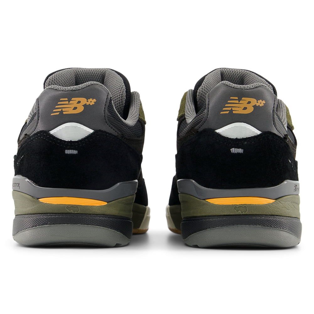 New Balance Numeric 933 Andrew Reynolds Black / Dark Olive Shoes Back View