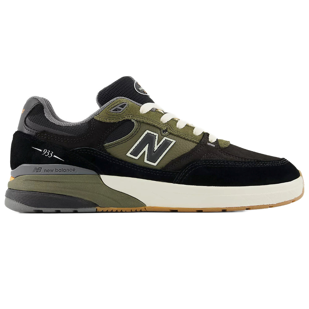 New Balance Numeric 933 Andrew Reynolds Black / Dark Olive Shoes Side