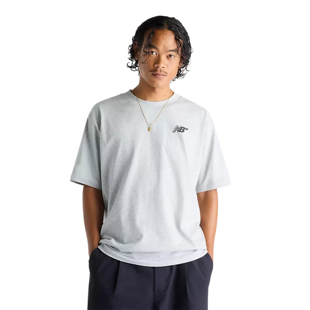 New Balance Numeric Small Logo T-Shirt Athletic Grey Front View