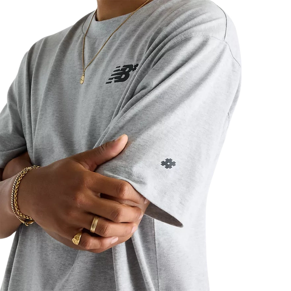 New Balance Numeric Small Logo T-Shirt Athletic Grey Side Logo Close Up