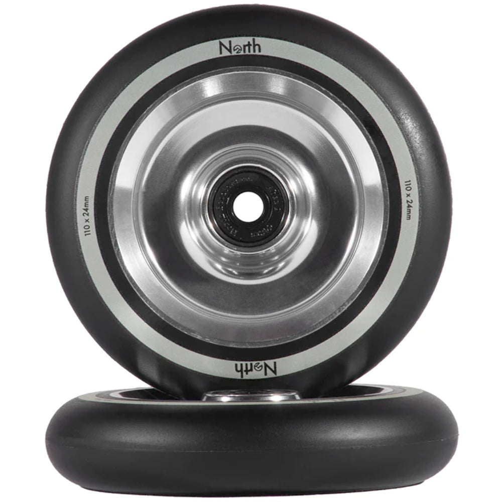 North Scooters Fullcore G2 110x24mm Freestyle Scooter Wheels Silver Black PU