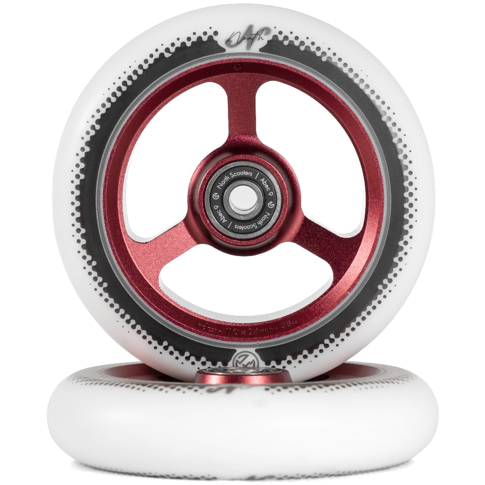 North Scooters Index 110x24mm Scooter Wheels Wine Red / White PU