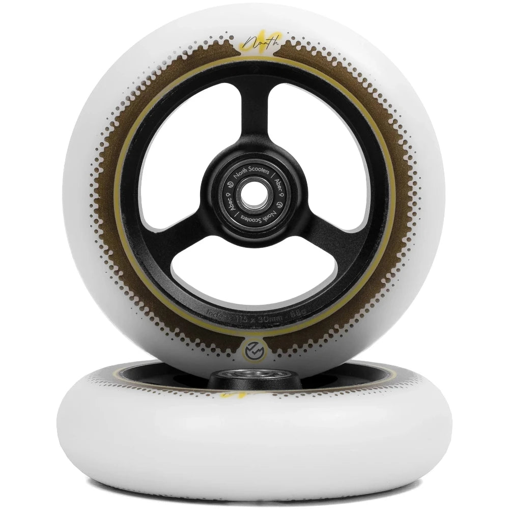 North Scooters Index 115x30mm Scooter Wheels Black / White Urethane