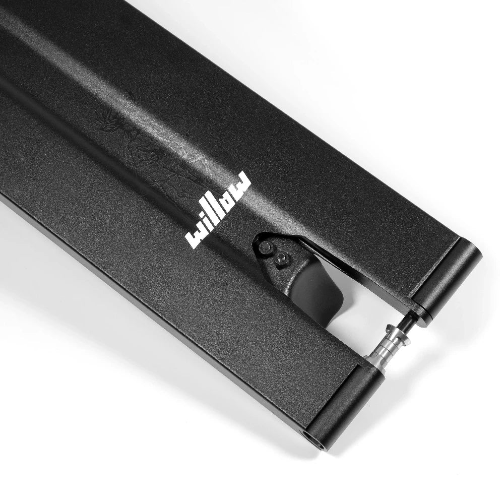 North Scooters Willow V2 G5 Scooter Deck Matte Black Back Bottom Close Up With CNC Deck Ends