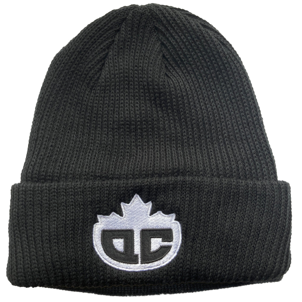 QC Scooters Shaker Knit Team Beanie Black Stay lucratively warm and stylishly comfortable in our QC team beanie! It's heavier and larger compared to our fine knit beanie, perfect for wrapping your noggin up on even the coldest days. Crafted with 100% cotton, knitted and sewn in Canada, and finished with an embroidery detail crafted in Montreal. Cop one and get into some high-quality cozy vibes! 100% MADE IN CANADA