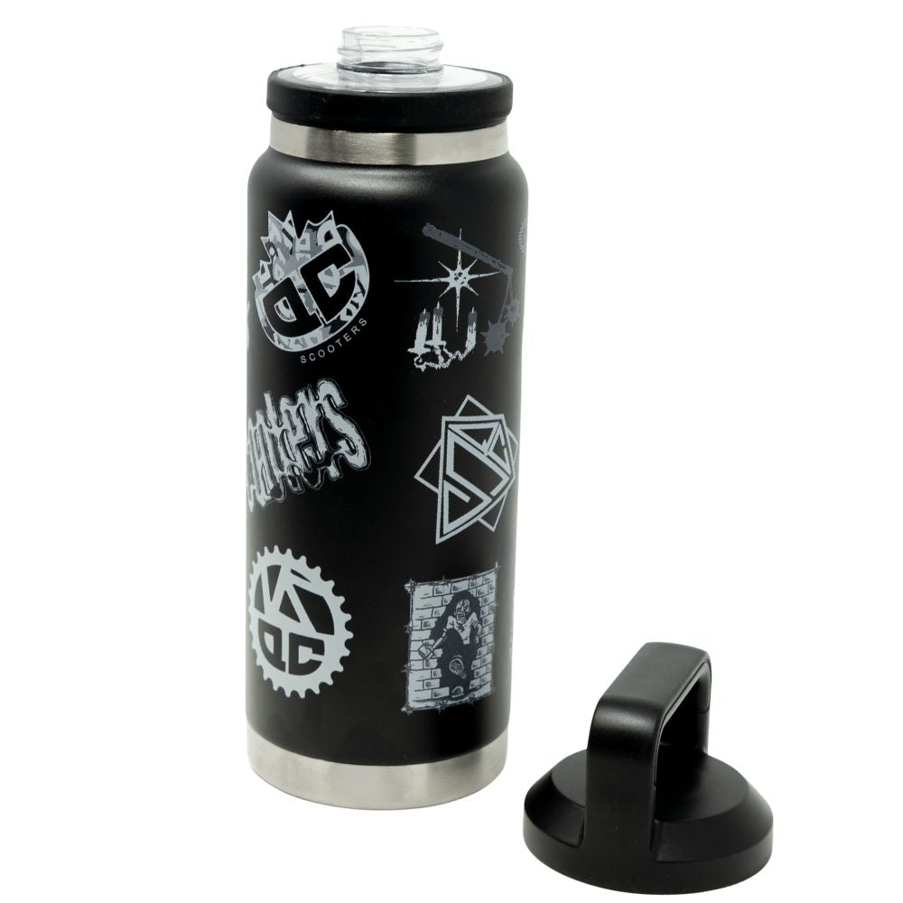 QC Scooters 26oz Sticker Bomb Water Bottle without top lid