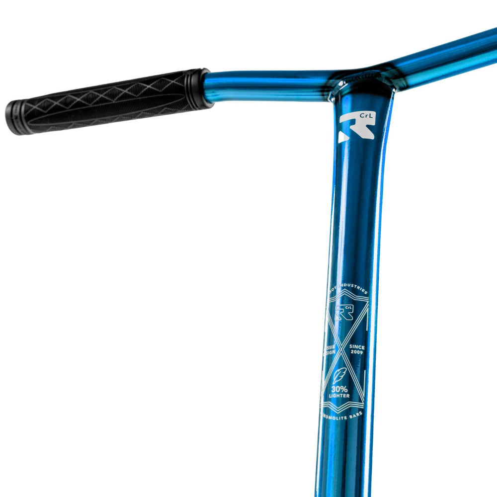 Root Industries Invictus V3 Scooter Complete Blue Cromolite Bars Close Up