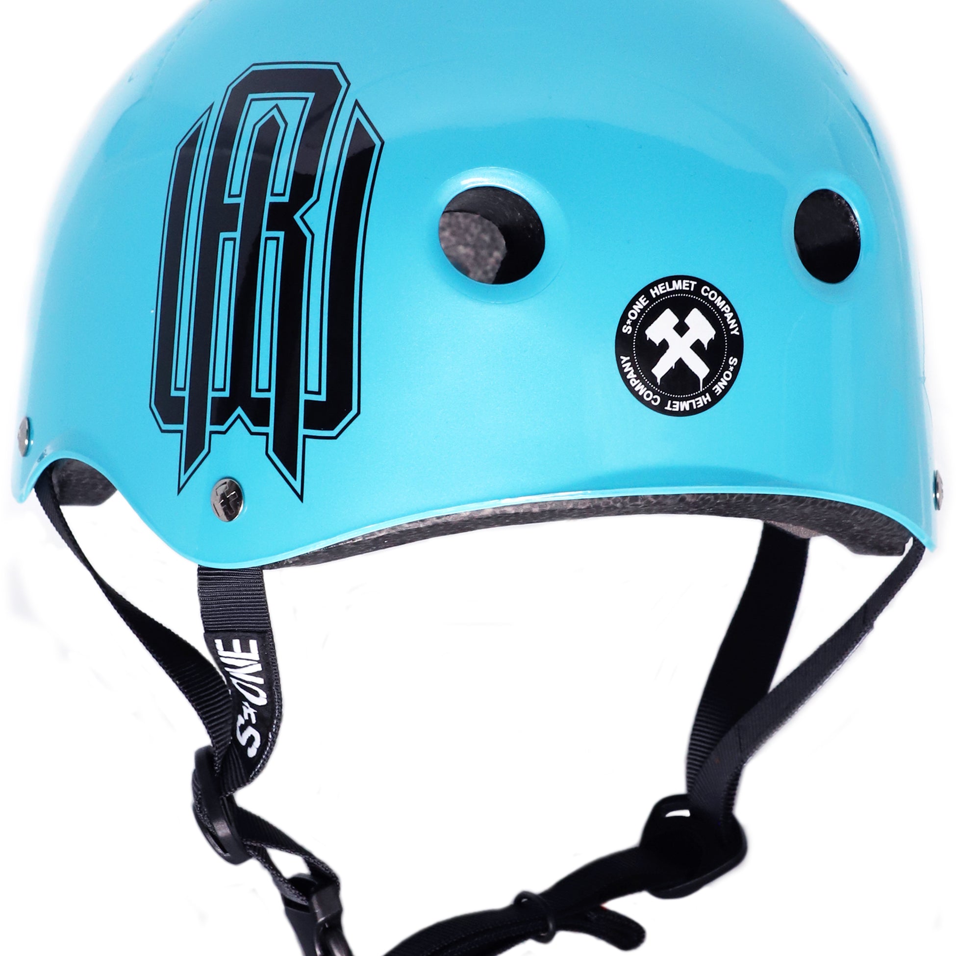 S1 Lifer Raymond Warner Sig. Metallic Blue CERTIFIED Helmet Back View With Logo Signature