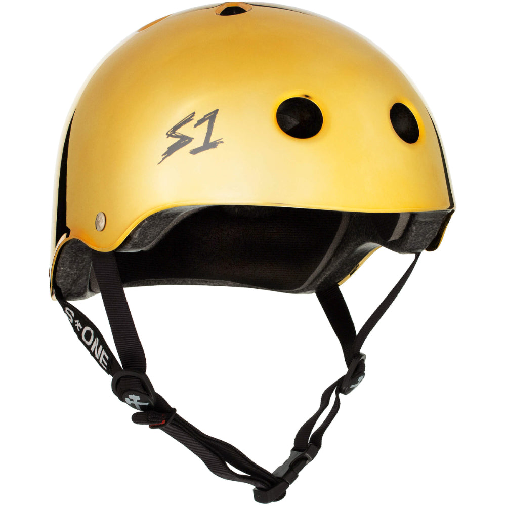 S1 Lifer Gold Mirror Gloss CERTIFIED Helmet Front Angle View